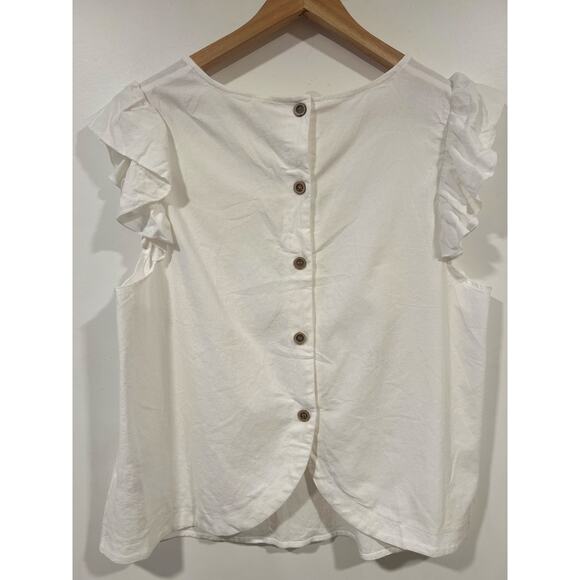 Women’s Cotton Summer Ruffled Sleeveless Blouse 1X Plus Size - Picture 6 of 6